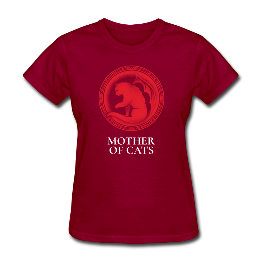 Women's Mother of Cats T-Shirt - dark red