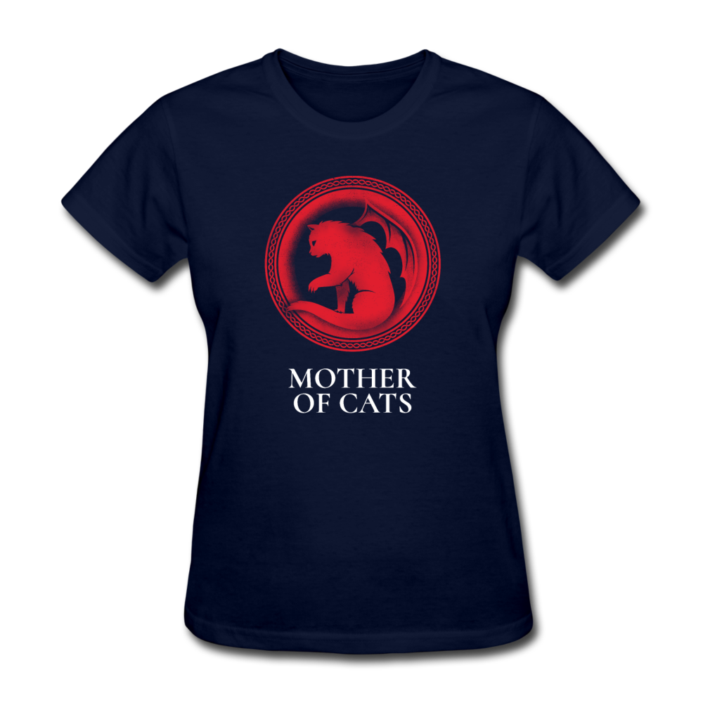 Women's Mother of Cats T-Shirt - navy