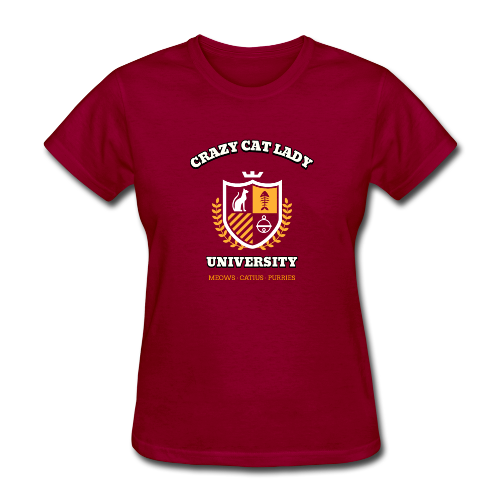 Women's Crazy Cat Lady T-Shirt - dark red