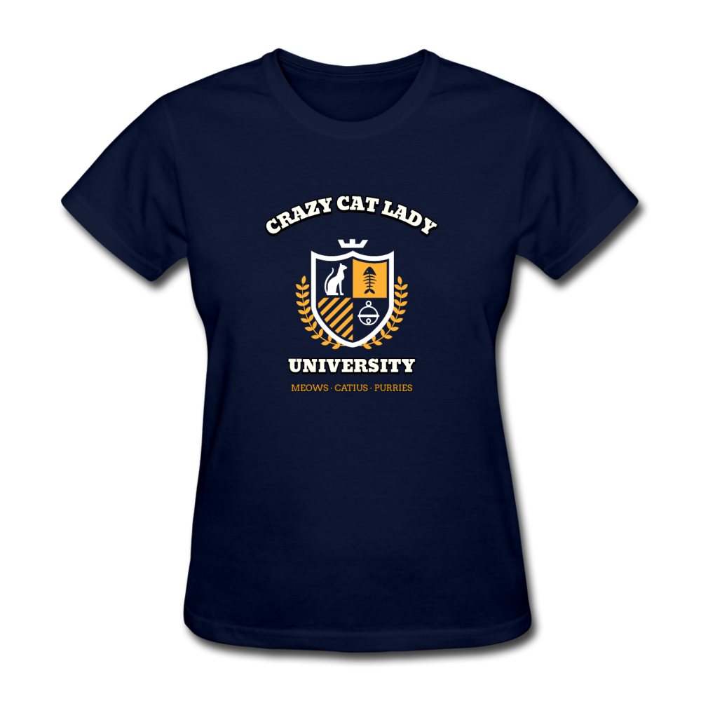 Women's Crazy Cat Lady T-Shirt - navy