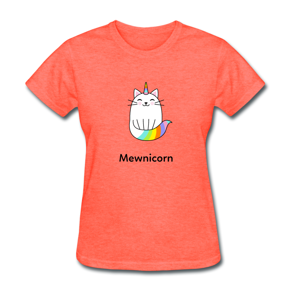 Women's Mewnicorn T-Shirt - heather coral