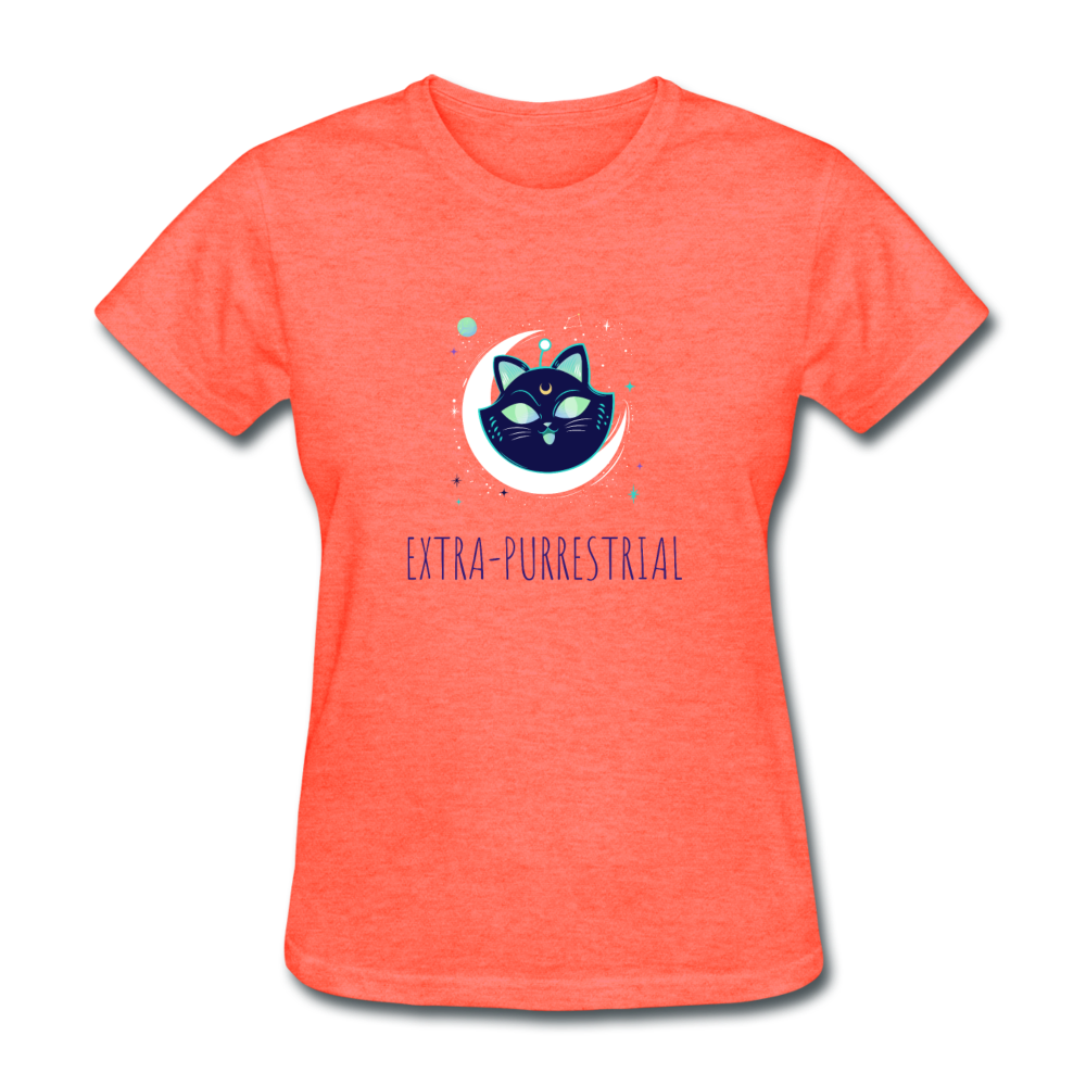 Women's Extra-Purrestrial T-Shirt - heather coral