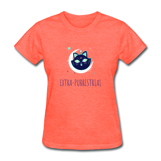 Women's Extra-Purrestrial T-Shirt - heather coral