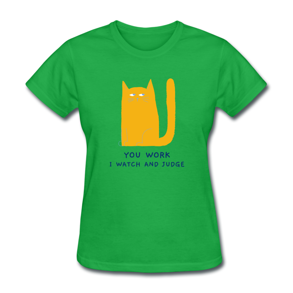 Women's Judging Cat T-Shirt - bright green