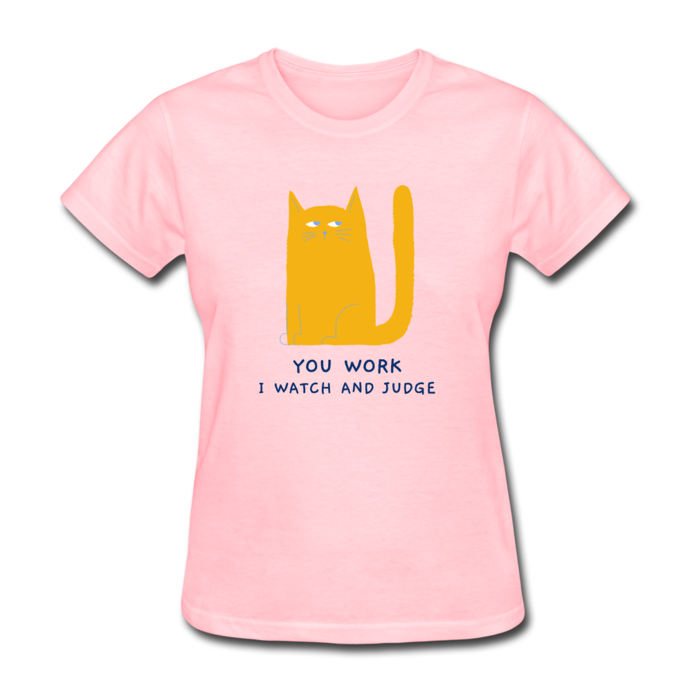 Women's Judging Cat T-Shirt - pink