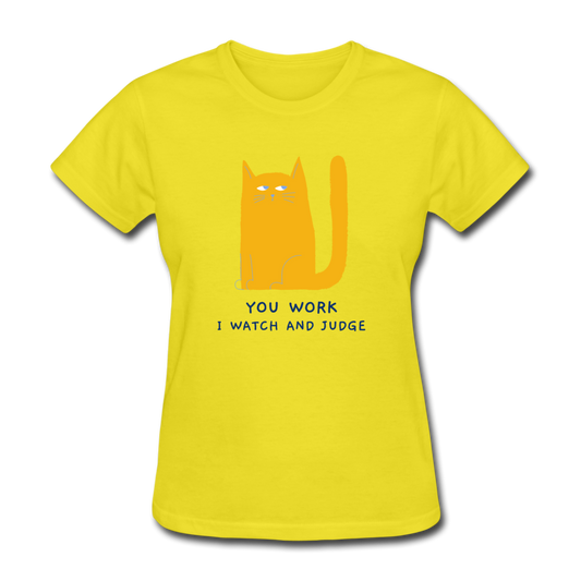 Women's Judging Cat T-Shirt - yellow