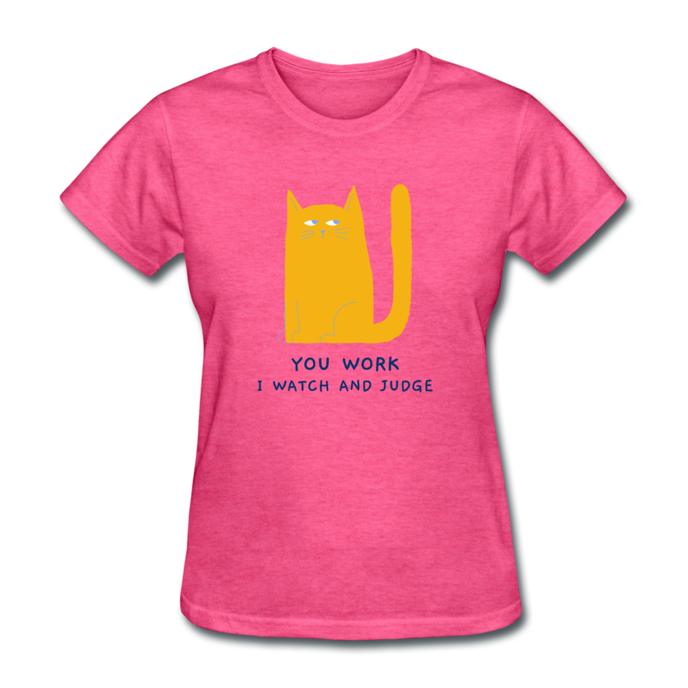 Women's Judging Cat T-Shirt - heather pink