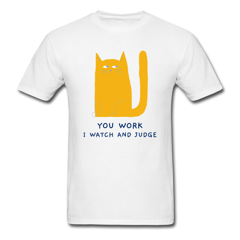 Unisex Judging Cat T-Shirt - white