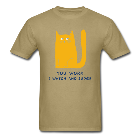 Unisex Judging Cat T-Shirt - khaki