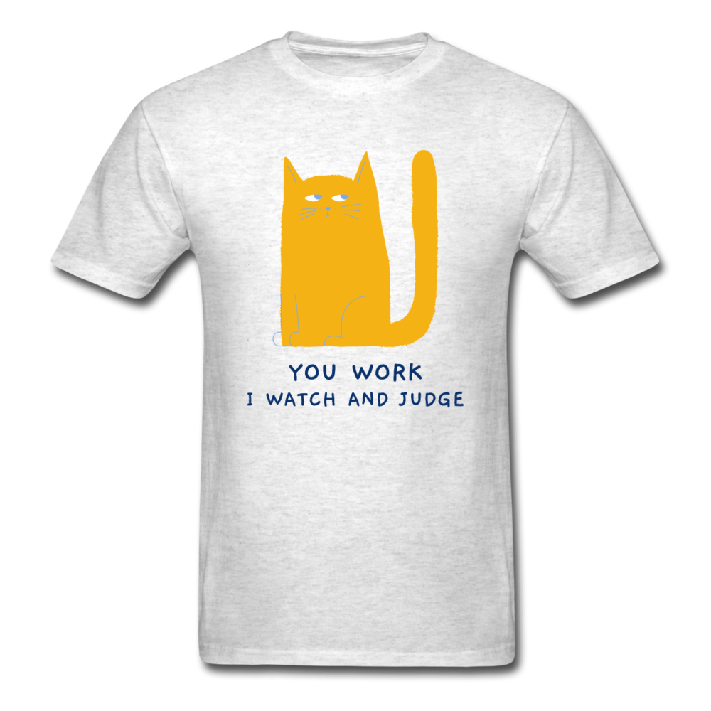 Unisex Judging Cat T-Shirt - light heather gray