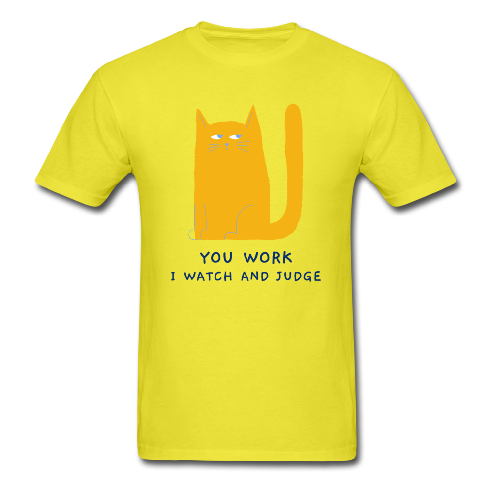 Unisex Judging Cat T-Shirt - yellow