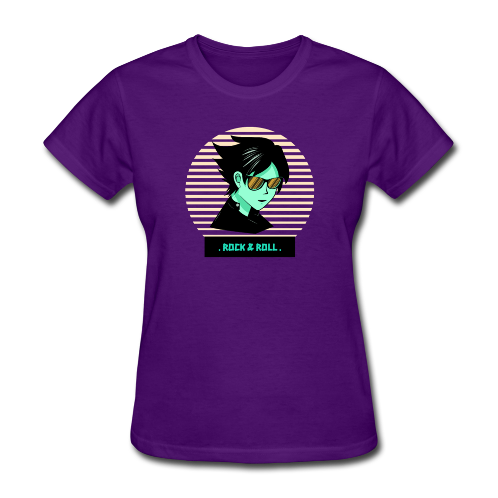 Women's Retro Rock and Roll T-Shirt - purple