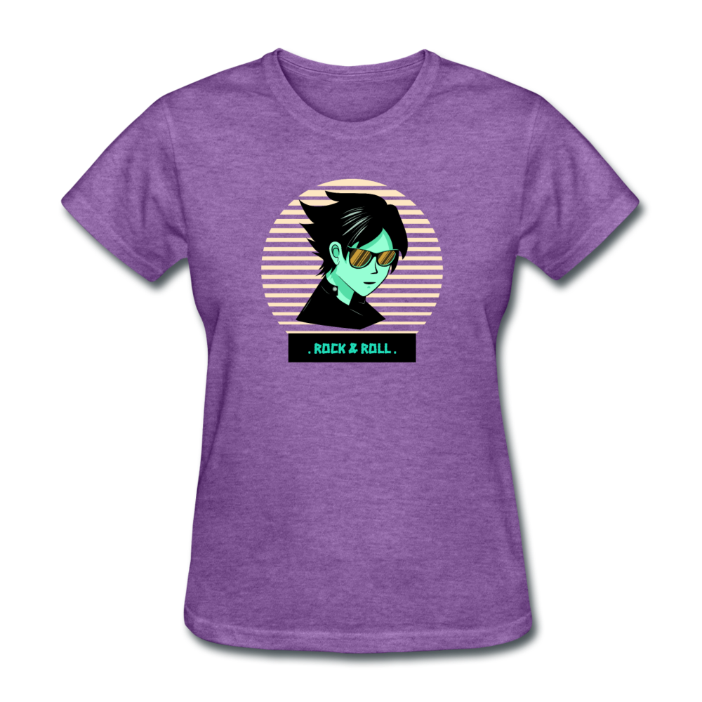 Women's Retro Rock and Roll T-Shirt - purple heather