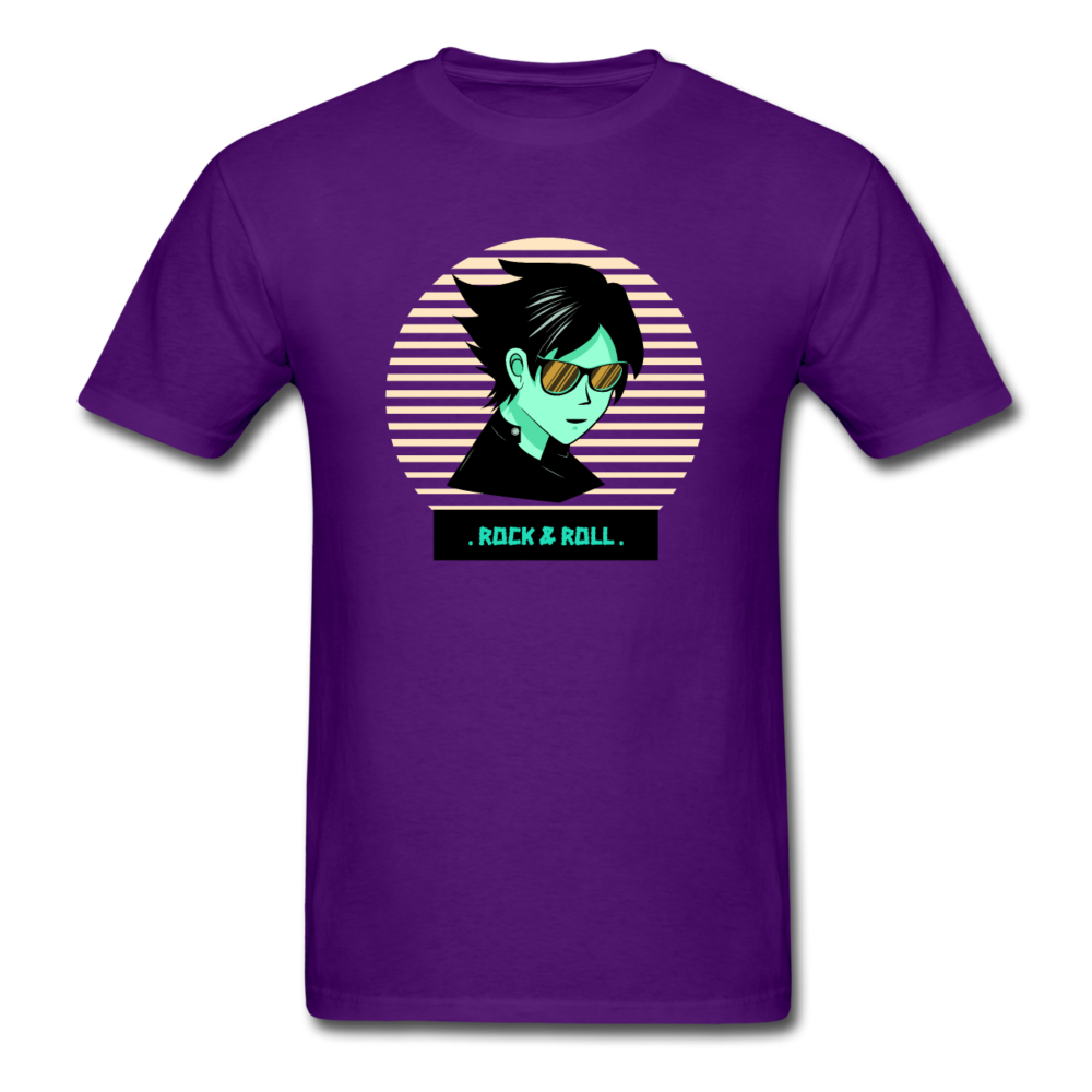 Unisex Retro Rock and Roll T-Shirt - purple