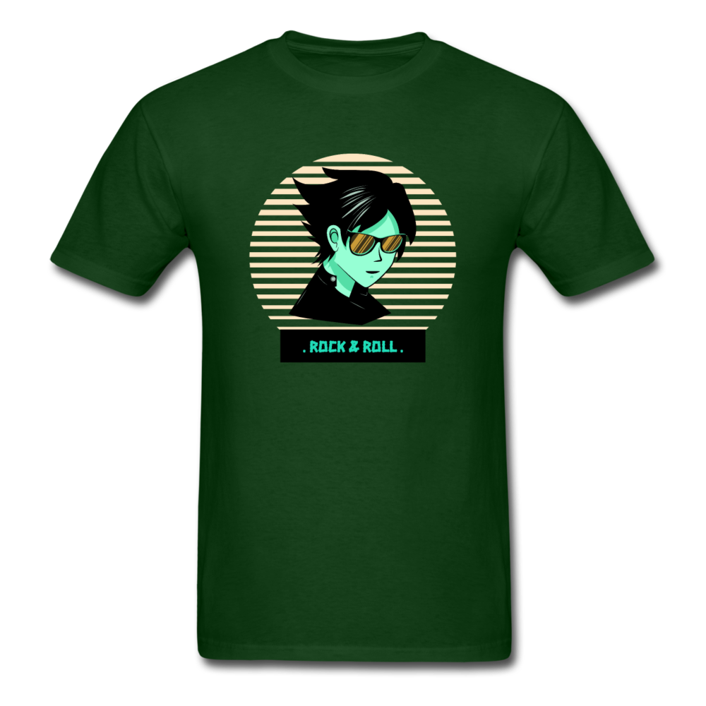 Unisex Retro Rock and Roll T-Shirt - forest green