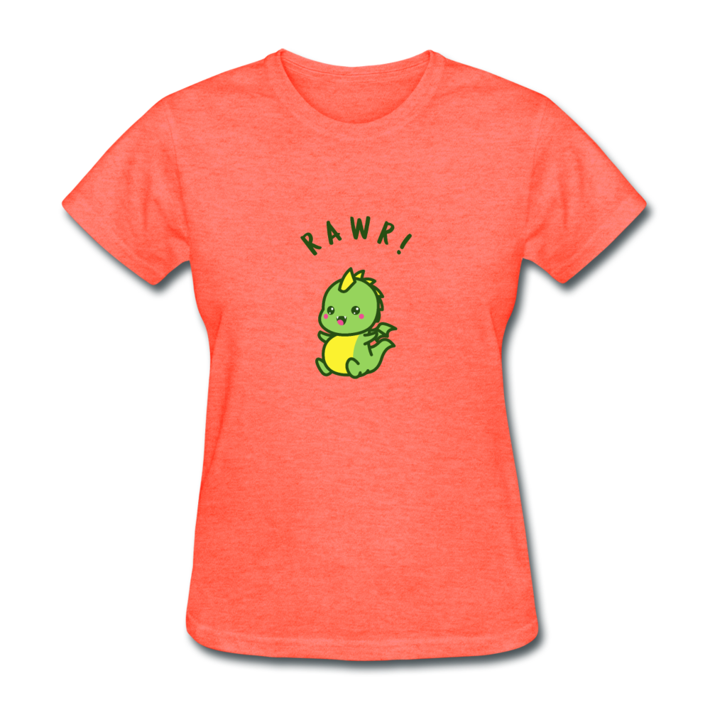 Women's Baby Dinosaur T-Shirt - heather coral