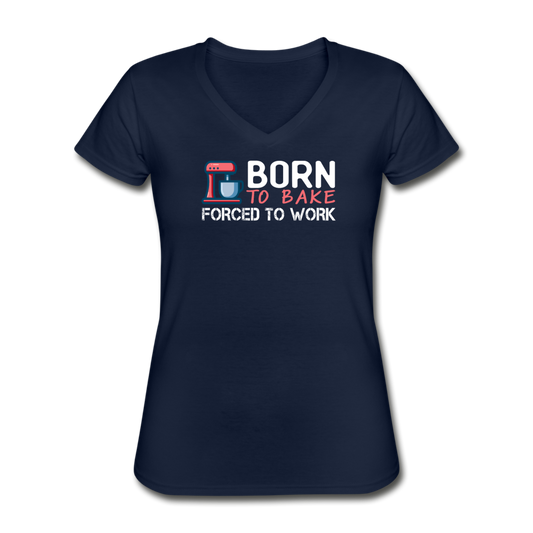 Women's Born to Bake V-Neck T-Shirt - navy