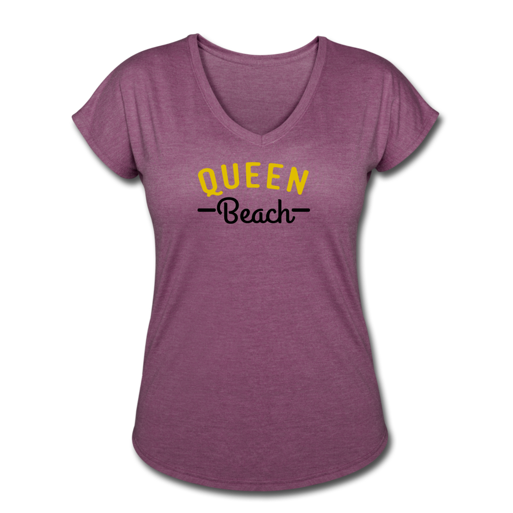 Women's Queen Beach Tri-Blend V-Neck T-Shirt - heather plum