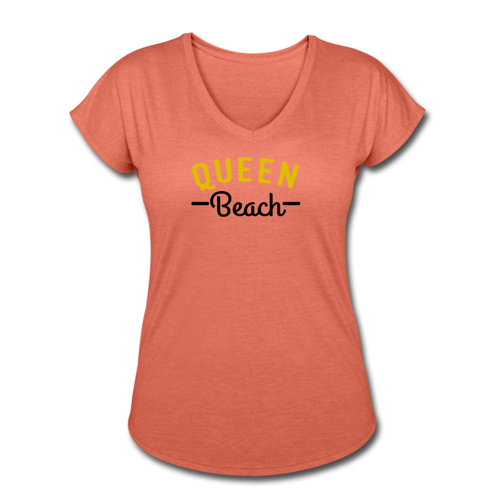 Women's Queen Beach Tri-Blend V-Neck T-Shirt - heather bronze