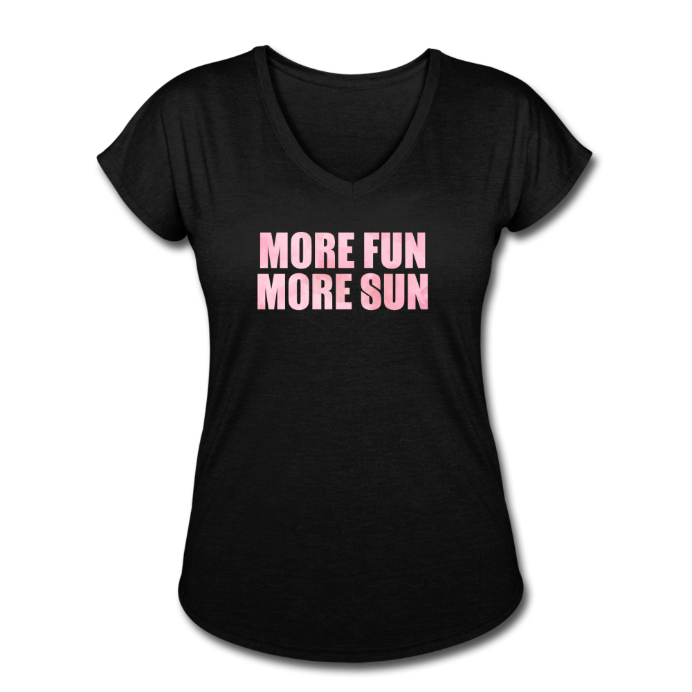 Women's More Fun More Sun Tri-Blend V-Neck T-Shirt - black