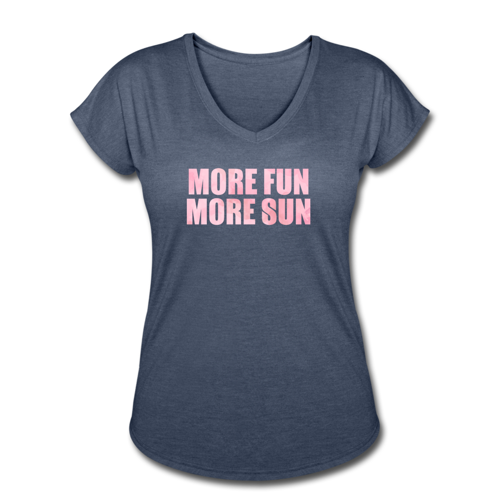 Women's More Fun More Sun Tri-Blend V-Neck T-Shirt - navy heather