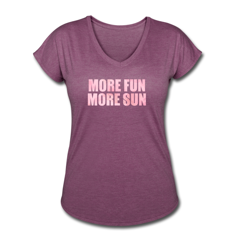 Women's More Fun More Sun Tri-Blend V-Neck T-Shirt - heather plum