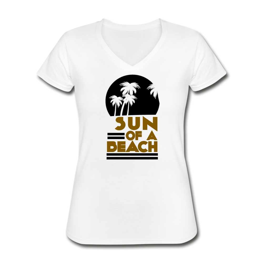 Women's V-Neck Sun of a Beach T-Shirt - white