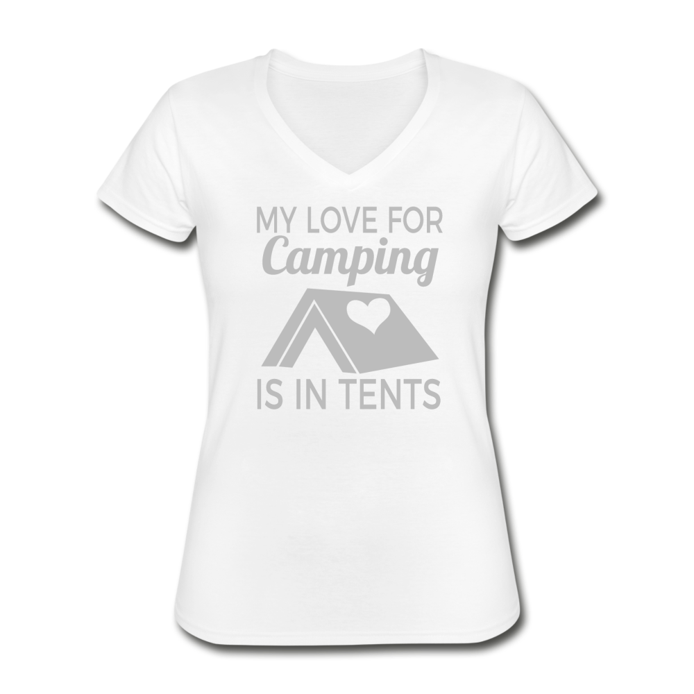 Women's Love For Camping V-Neck T-Shirt - white