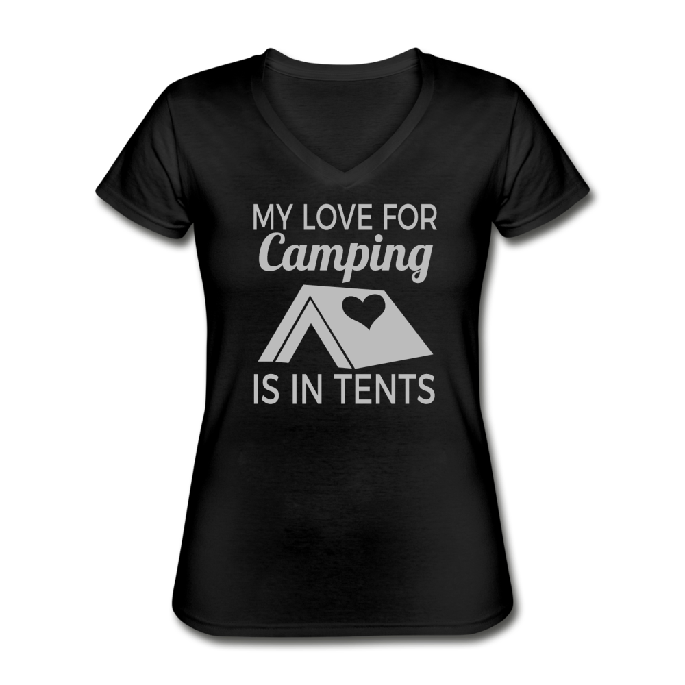 Women's Love For Camping V-Neck T-Shirt - black