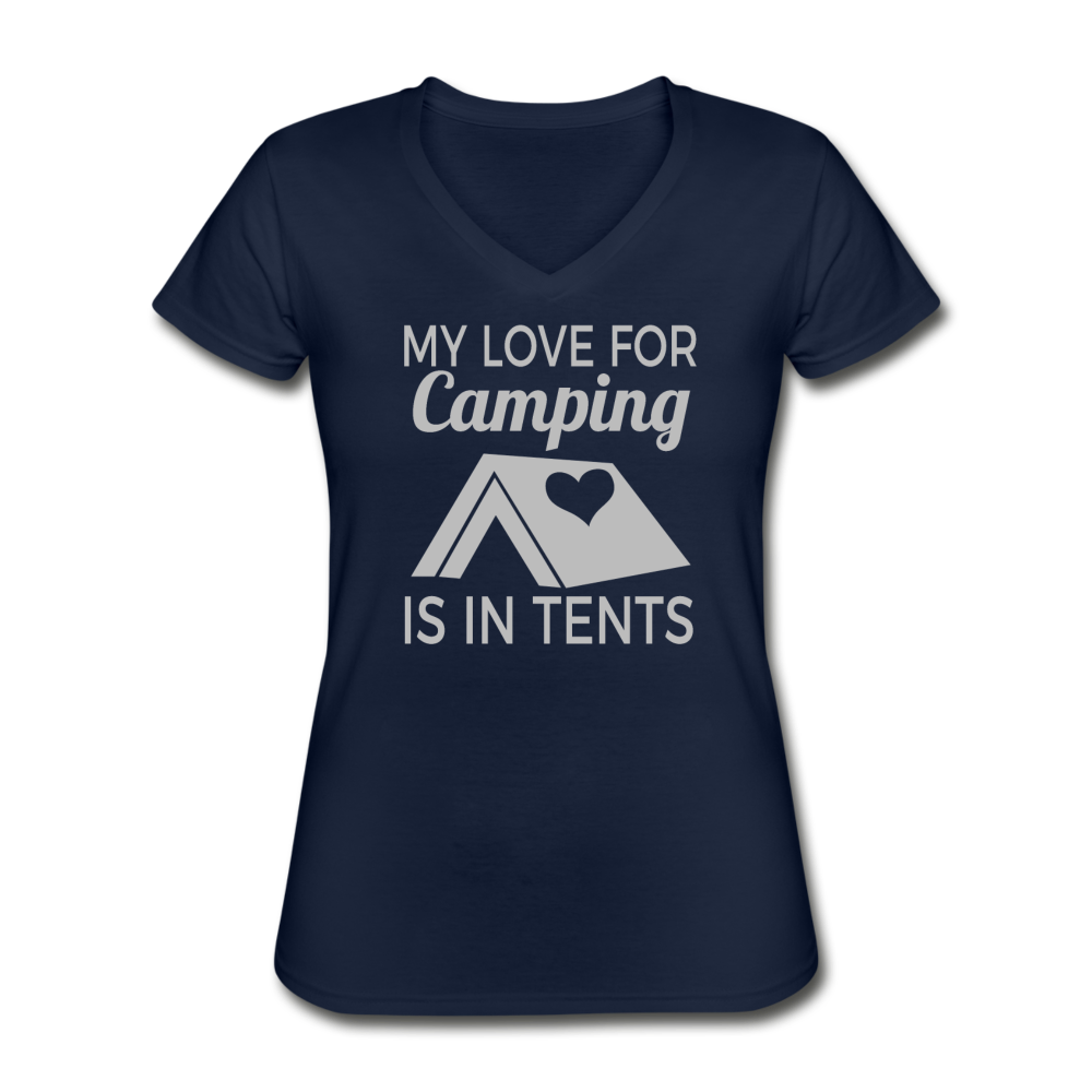 Women's Love For Camping V-Neck T-Shirt - navy