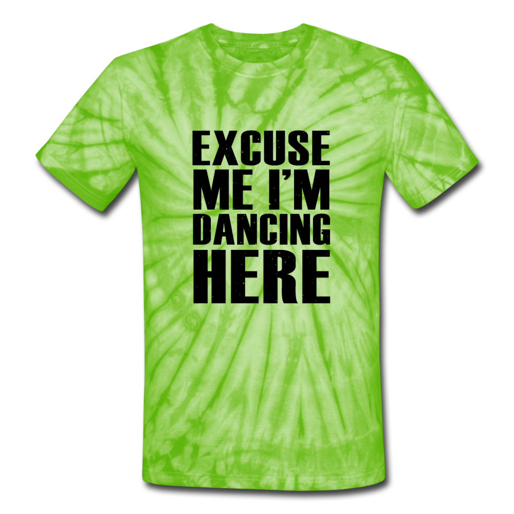 Unisex Tie Dye Dancing T-Shirt - spider lime green
