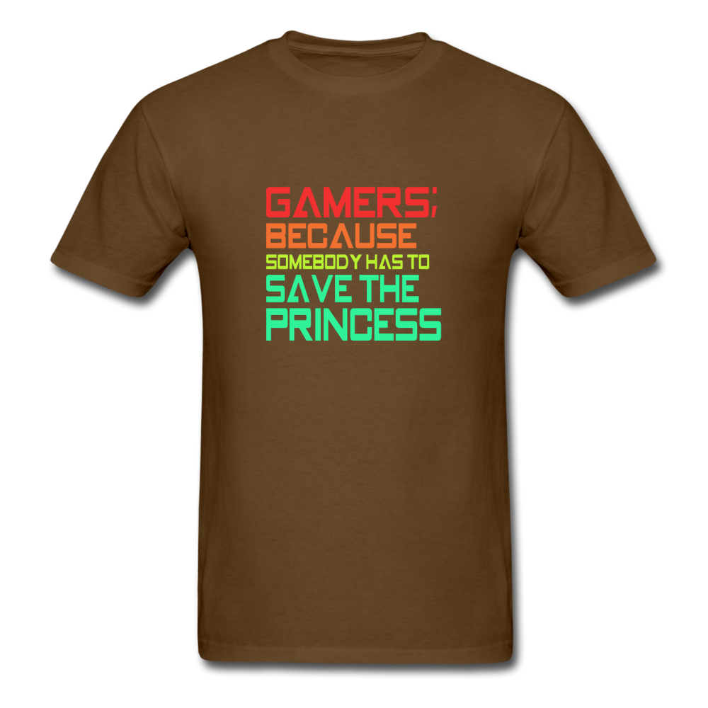 Unisex Classic Gamer Save the Princess T-Shirt - brown