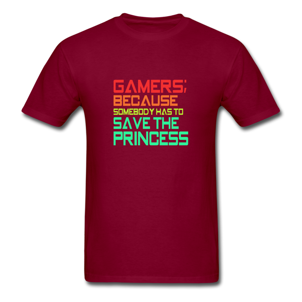 Unisex Classic Gamer Save the Princess T-Shirt - burgundy