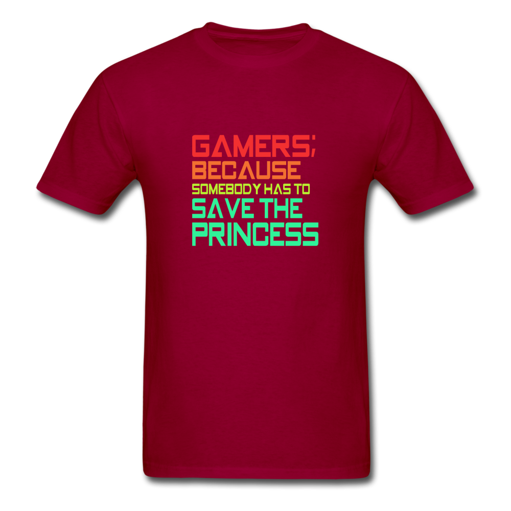 Unisex Classic Gamer Save the Princess T-Shirt - dark red