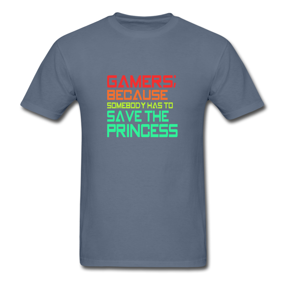Unisex Classic Gamer Save the Princess T-Shirt - denim