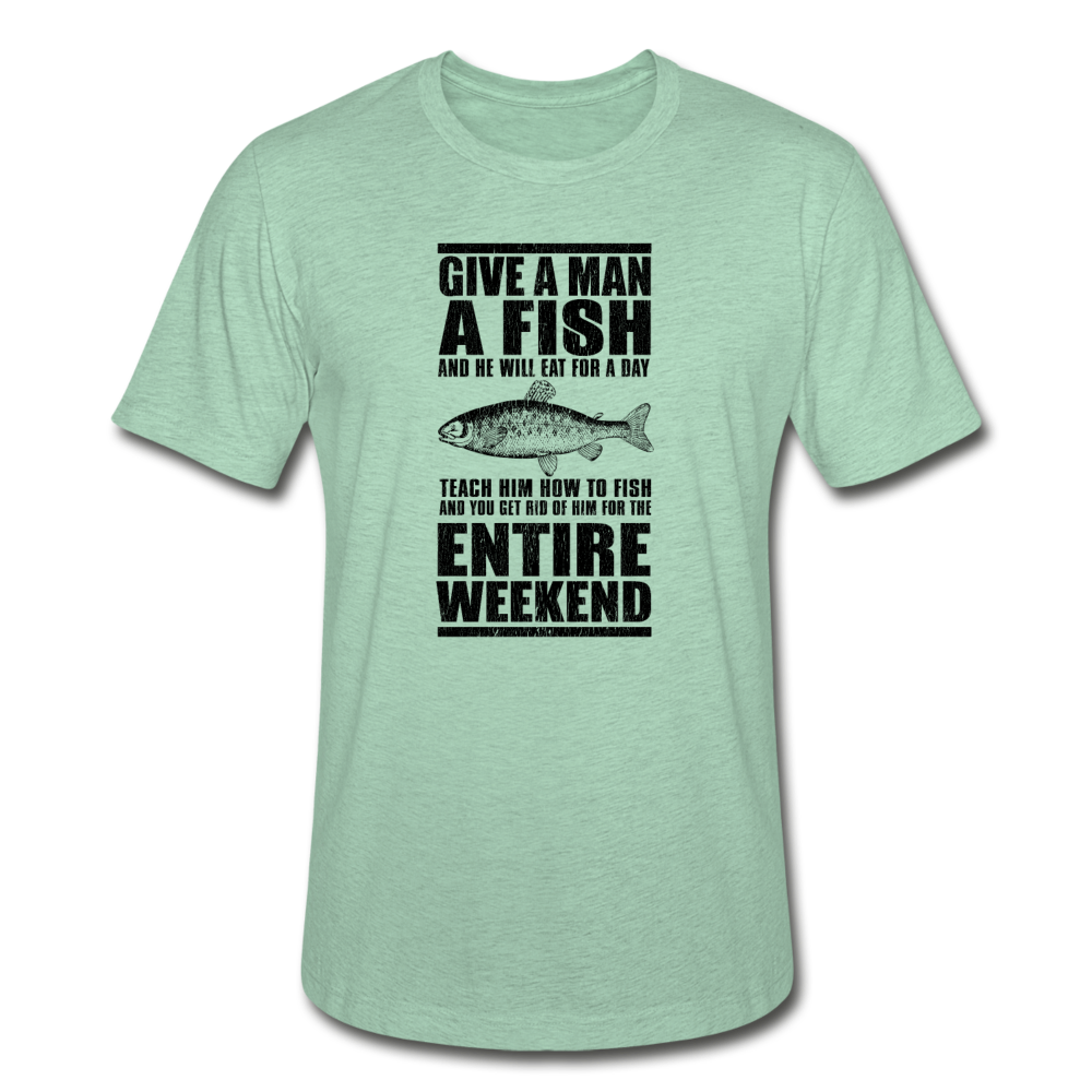 Unisex Heather Prism Fishing T-Shirt - heather prism mint