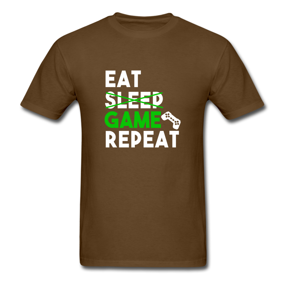 Unisex Classic Eat Sleep Game Repeat Gamer T-Shirt - brown