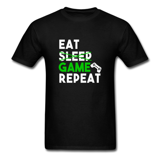 Unisex Classic Eat Sleep Game Repeat Gamer T-Shirt - black
