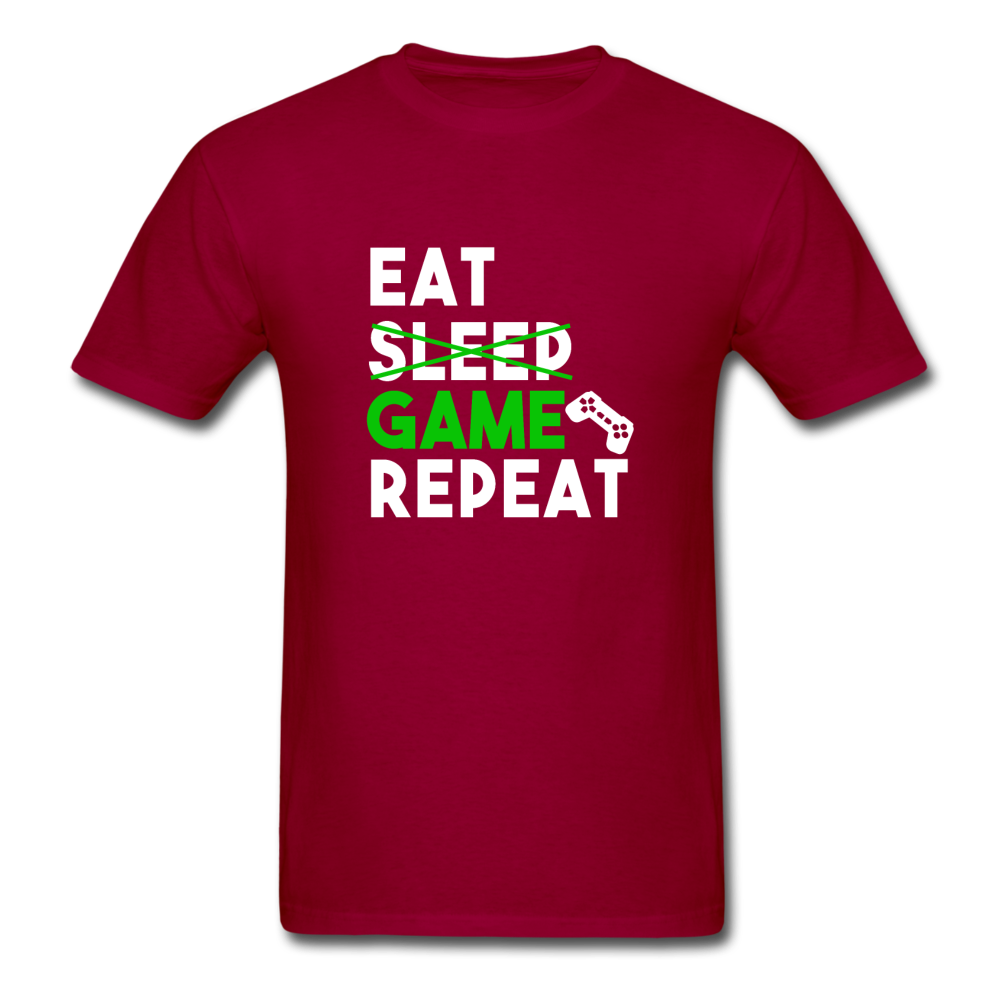 Unisex Classic Eat Sleep Game Repeat Gamer T-Shirt - dark red