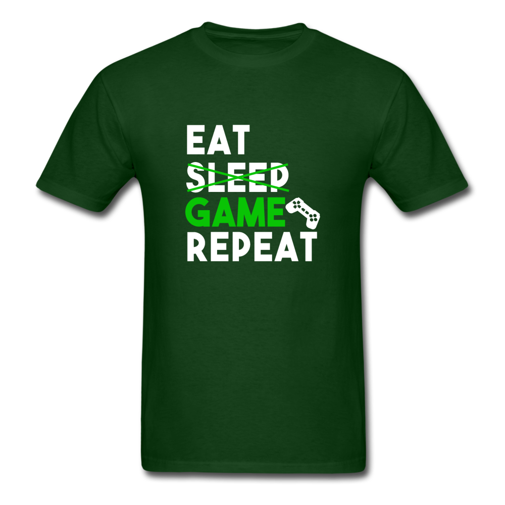 Unisex Classic Eat Sleep Game Repeat Gamer T-Shirt - forest green