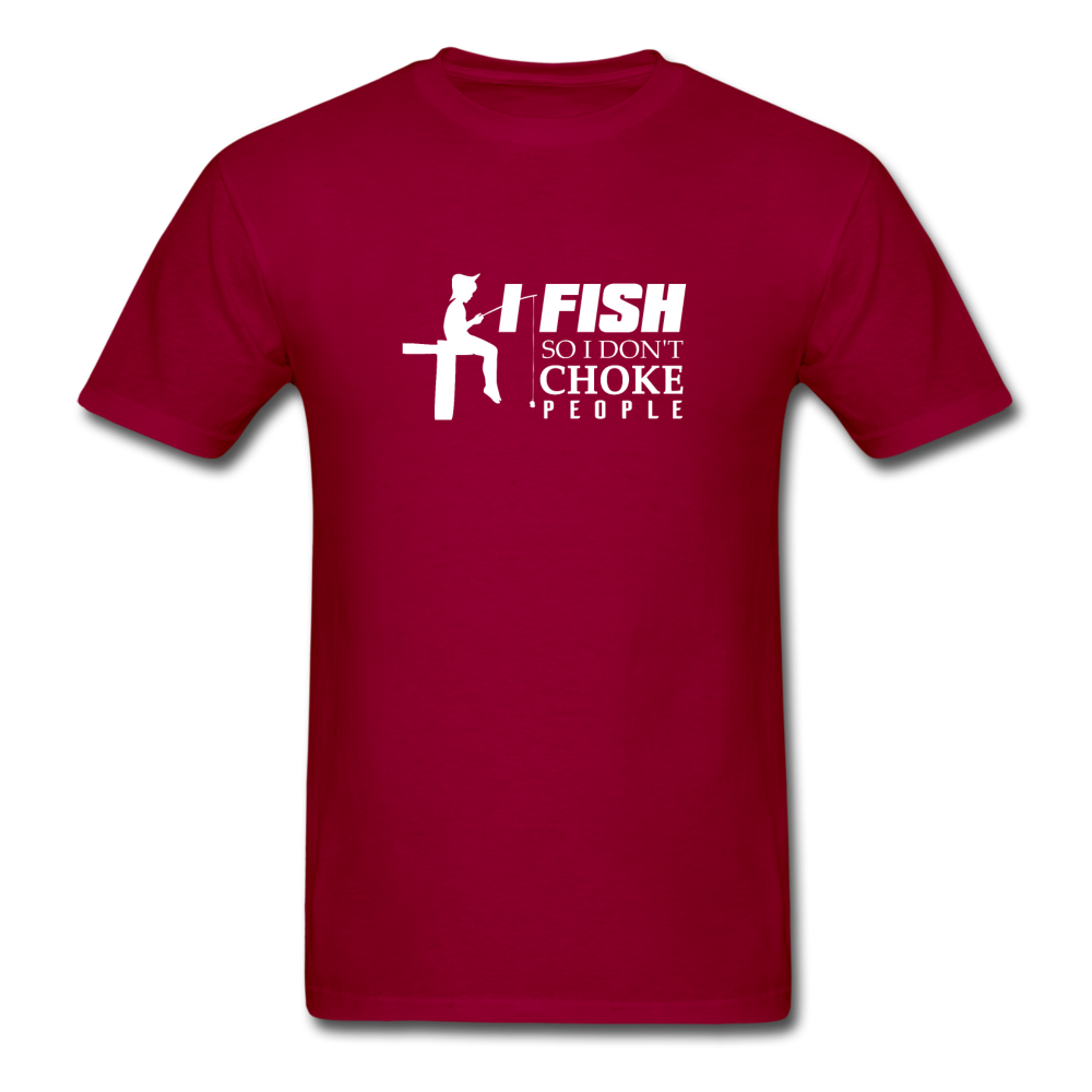 Unisex Classic Fish Don't Choke T-Shirt - dark red