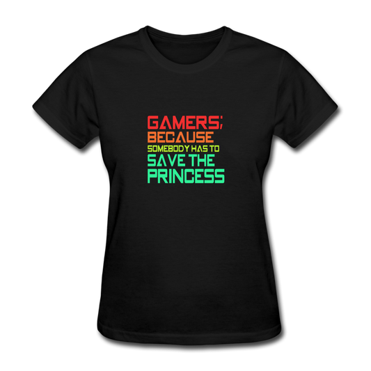 Women's Gamer Save the Princess T-Shirt - black