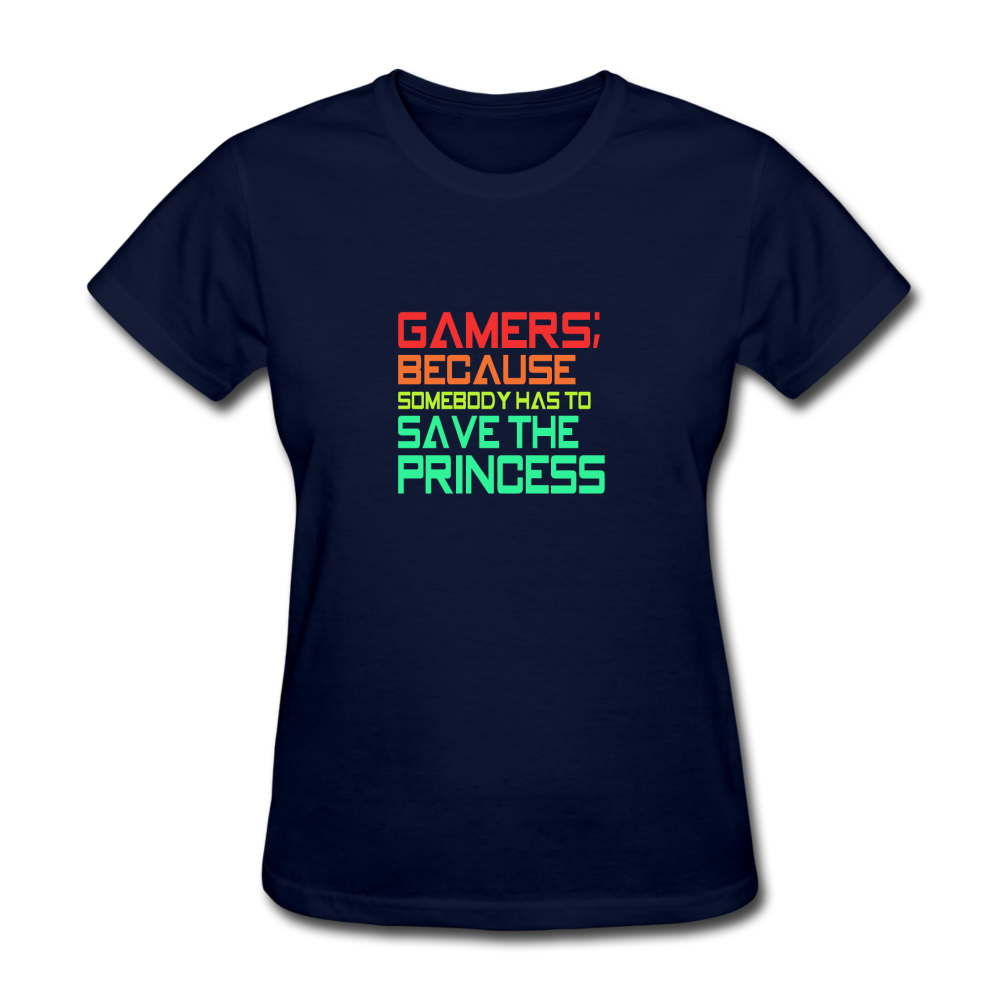 Women's Gamer Save the Princess T-Shirt - navy