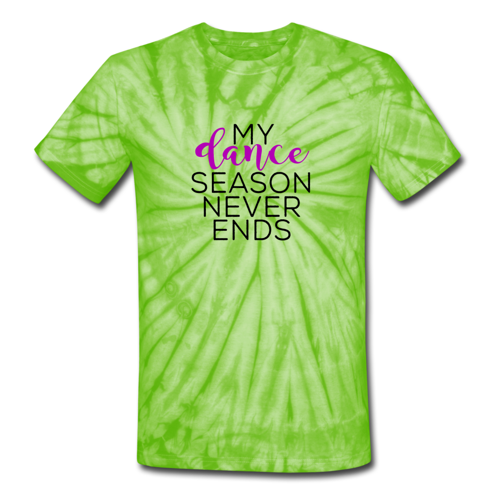 Unisex Tie Dye Dance Season T-Shirt - spider lime green