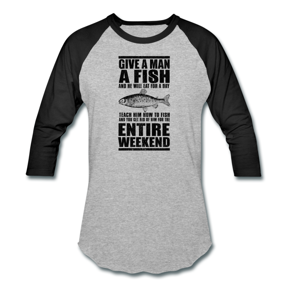 Baseball Style Fishing T-Shirt - heather gray/black
