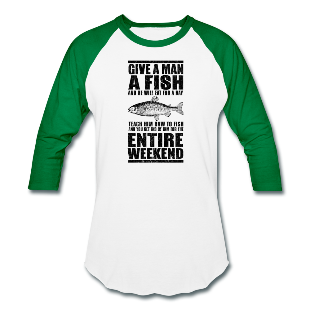 Baseball Style Fishing T-Shirt - white/kelly green