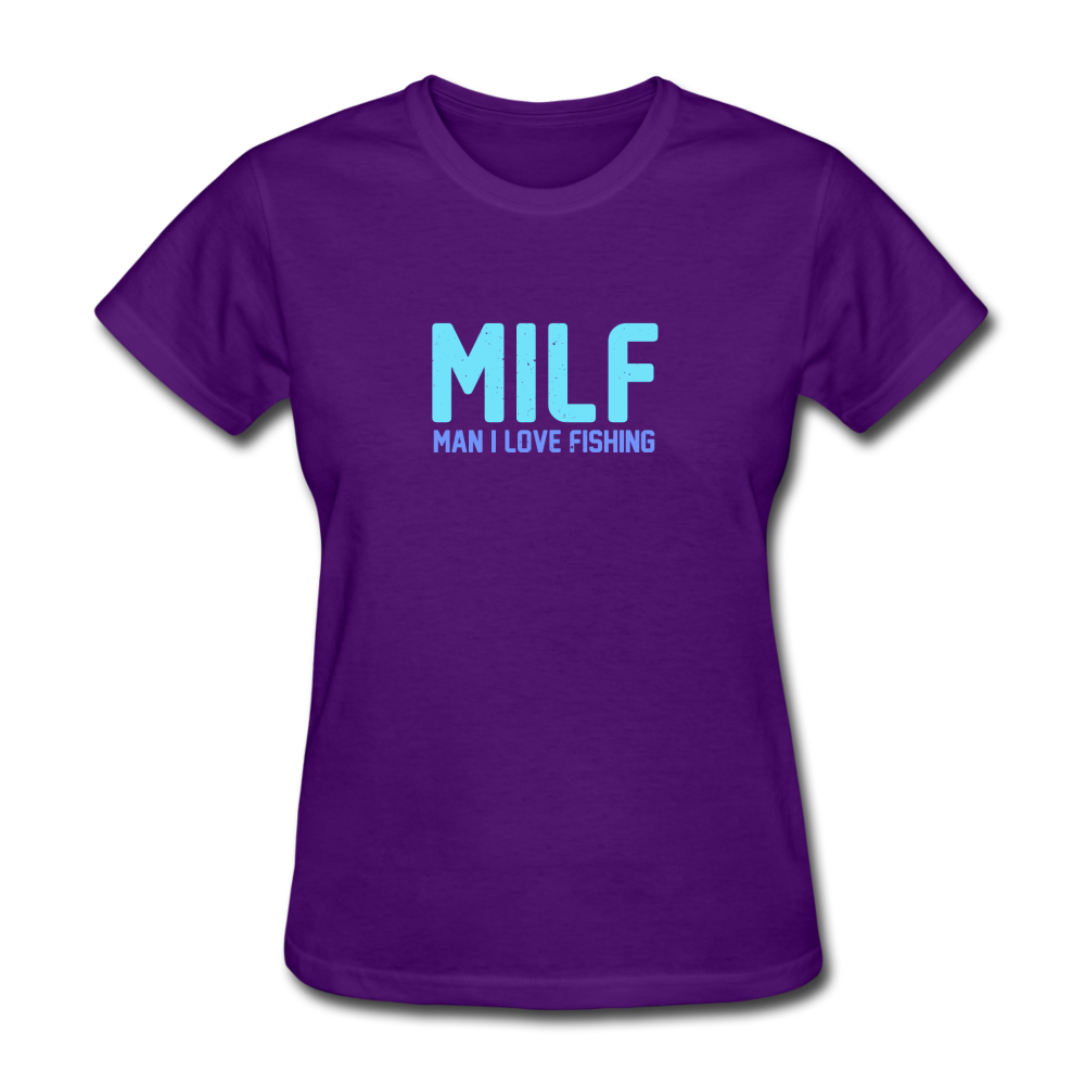 Women's Man I Love Fishing T-Shirt - purple