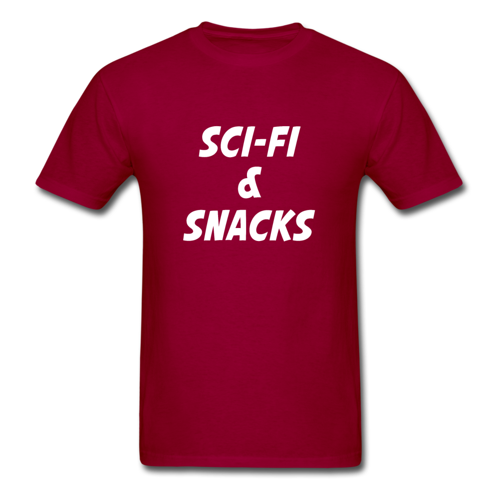 Unisex Sci-Fi and Snacks Classic T-Shirt - dark red