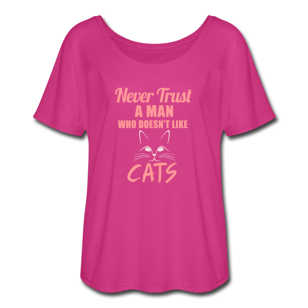 Women’s Flowy Cat T-Shirt - dark pink