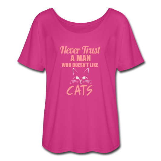 Women’s Flowy Cat T-Shirt - dark pink
